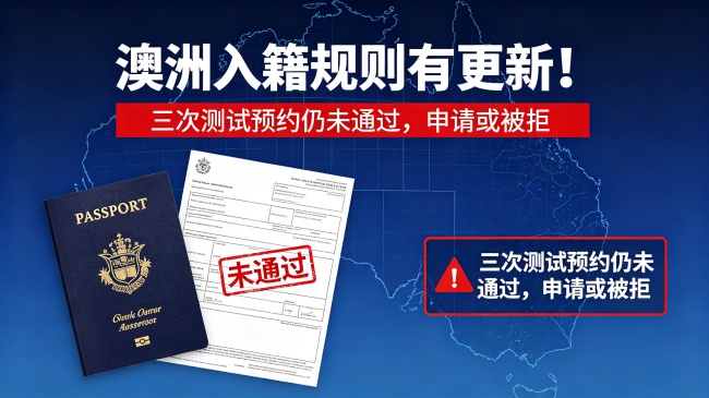 澳洲入籍规则有更新！三次测试预约仍未通过，申请或被拒